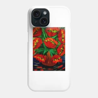 Some beautiful abstract poppies in A vintage brass vase Phone Case