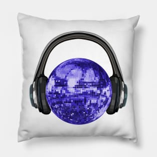 70s Indigo Disco Ball with Headphones Pillow