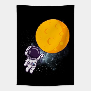Flying floating astronaut Ufo alien funny cute spaceship moon mars cosmic space Tapestry