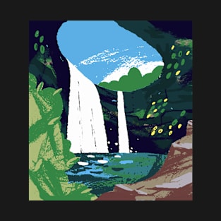 Green forest waterfall T-Shirt