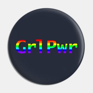 Grl Pwr Rainbow Stripes for Girl Power Feminism Pin