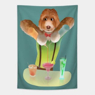 Cavapoo Dog Bartender Preparing Cocktails Tapestry