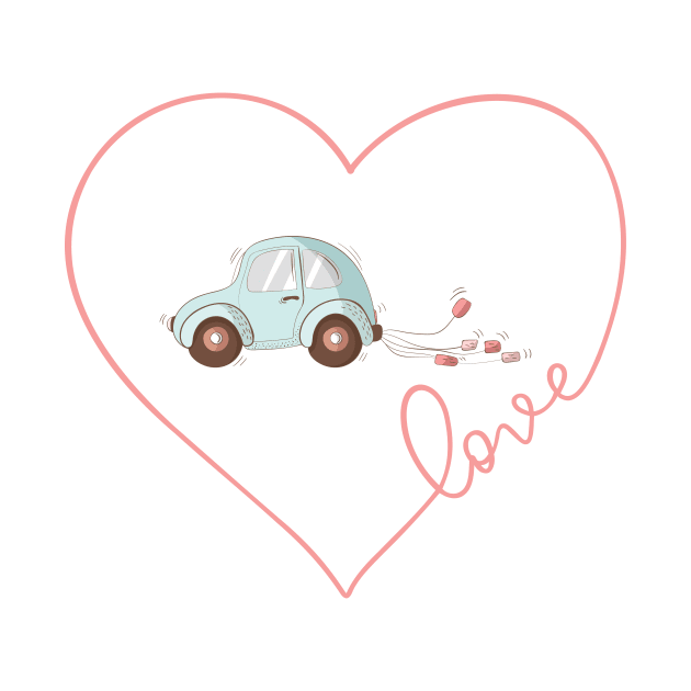 Just married car Honeymoon Couple Matching Gift by gogo-jr