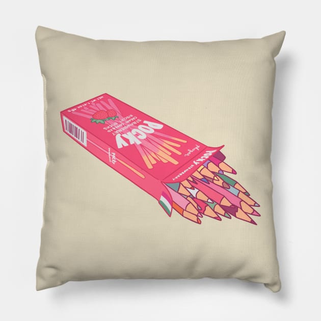 Strawberry Pocky Colored Pencil Box Pillow by phogar