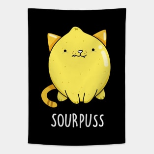Sour Puss Cute Cat Lemon Pun Tapestry