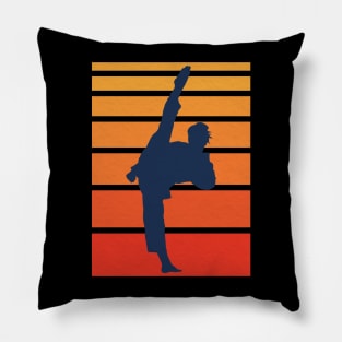 Retro Taekwondo Silhouette Pillow