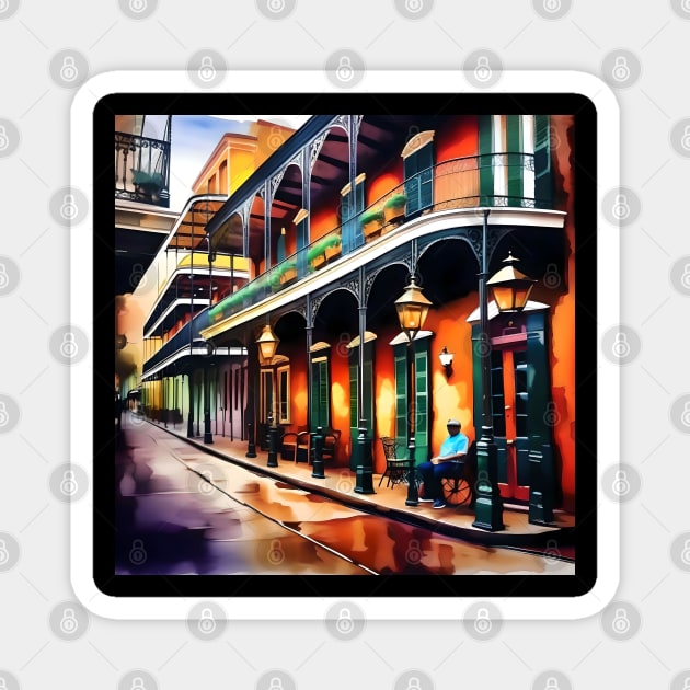 Memories of New Orleans - Bourbon Street Magnet by Oldetimemercan