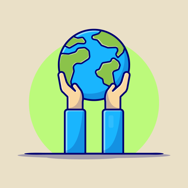 Hand Holding Earth Cartoon Vector Icon Illustration by Catalyst Labs