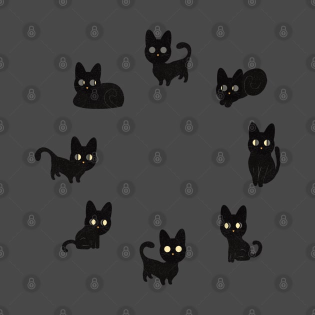 Black Cats Moon Phases by Alliart