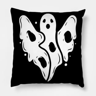 Scary Ghost Says Boo With His Body on Halloween Pillow