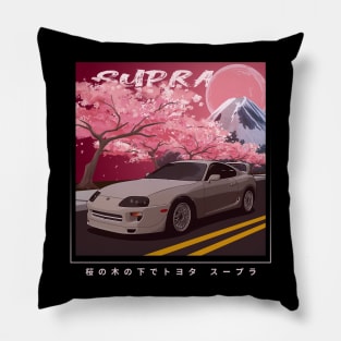 Toyota Supra MK4 A80 under Sakura tree JDM Car Pillow