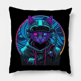 cyberpunk cat Pillow