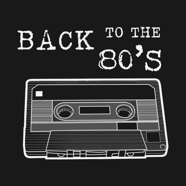 BACK TO THE 80s /white lineart version Cassette Tape Vintage Music by leepianti