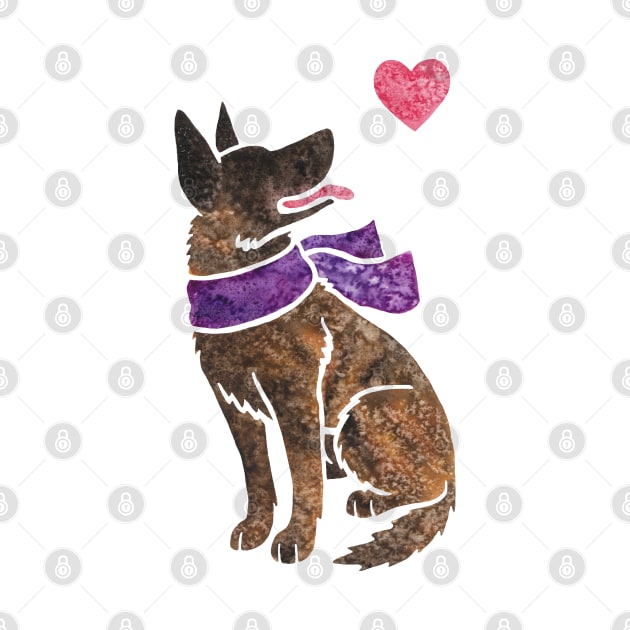 Watercolour Dutch Shepherd by animalartbyjess