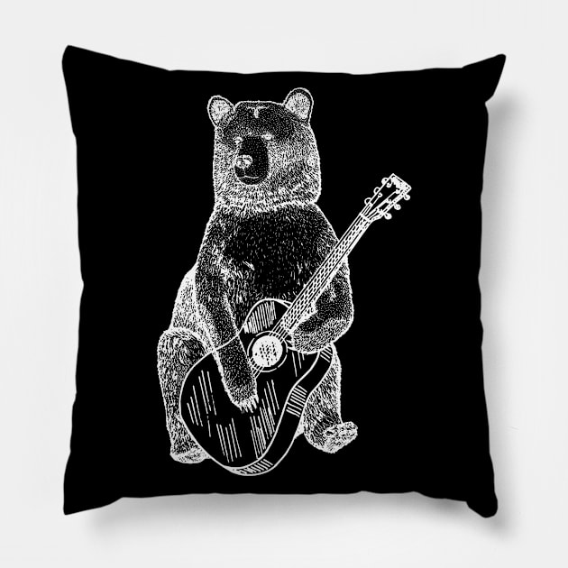 Guitar Bear T Shirt Pillow by Hound mom