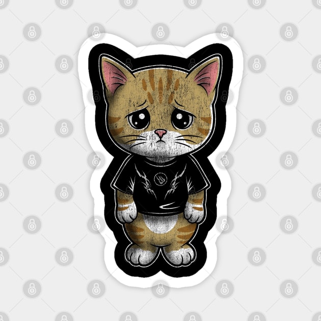 Sad Silly Kitten Magnet by Wrongteeshirt