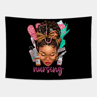 Black Melanin Nurse Black History Month Afro Hair Tapestry