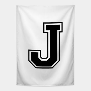 Initial Letter J - Varsity Style Design - Black text Tapestry