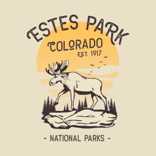 Estes Park Colorado National Park Moose Sunset T-Shirt