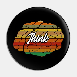 Retro Cheerful Brain Supporting To Think T-Shirt Pin