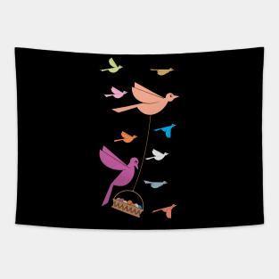 Colorfull Bird Family Flying Tapestry