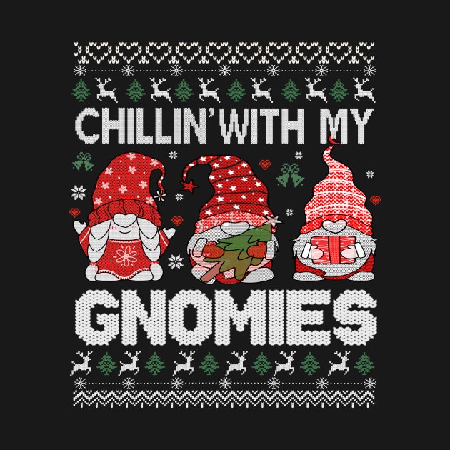 Chillin' With My Gnomes Funny Christmas Knitting Style by wizardwenderlust