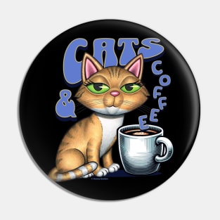 Orange Tabby Cats and Coffee Pin