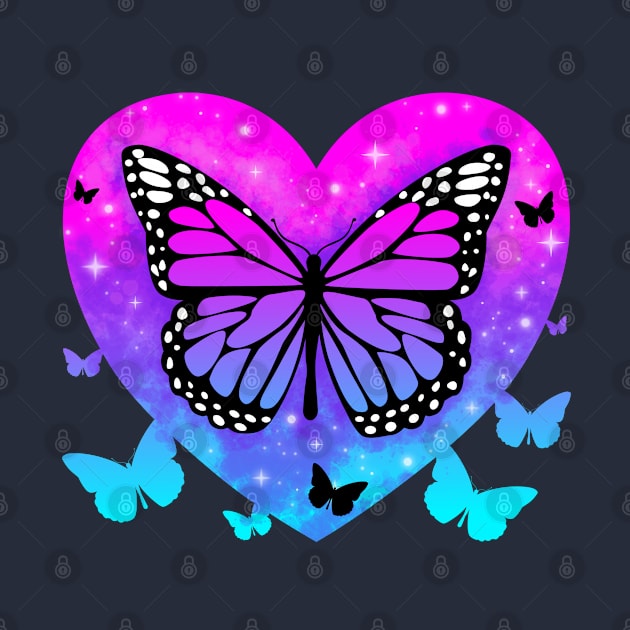 Butterfly Heart Sky Stars Art by PnJ