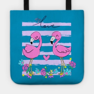 flamingo couple love Tote