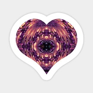 Fractal Romance and Love Heart Series Purple and Copper Fireworks Magnet