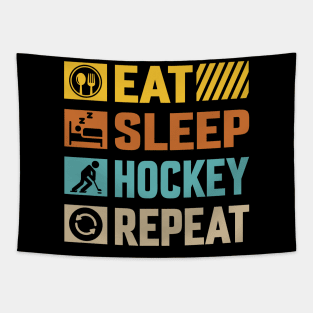 Eat Sleep Hockey Repeat Tapestry