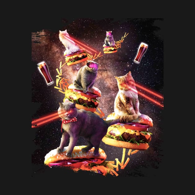 Galaxy Laser Cat On Burger - Space Cheeseburger Cats by Random Galaxy