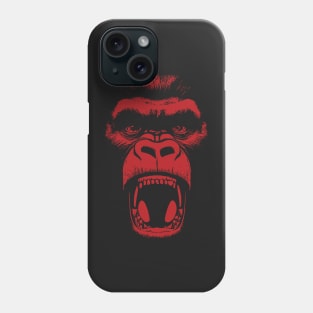 Angry Gorilla Yelling Silverback Gorilla with Mouth Wide Open showing Teeth Red Version Phone Case