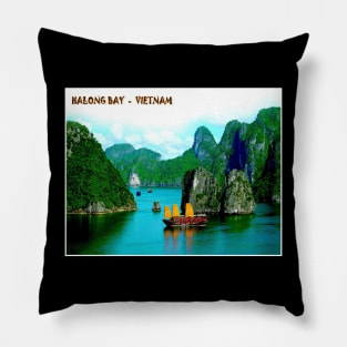 Halong Bay Vietnam Travel and Tourism Advertising Print Pillow