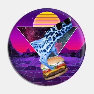 Aesthetic Synthwave Leopard Gecko Burger Pin