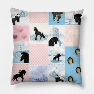 Horse Lovers Patchwork Pattern Pillow