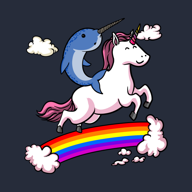 Narwhal Riding Unicorn by underheaven