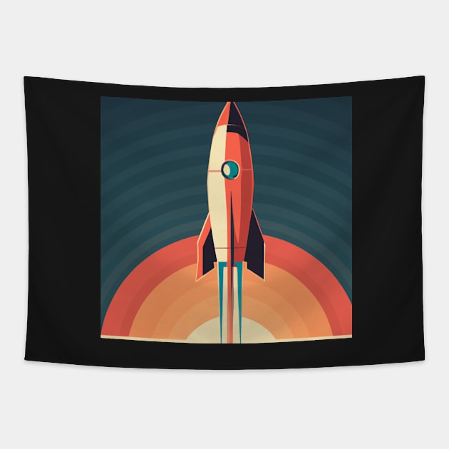 Toy rocket taking off Tapestry by SJG-digital