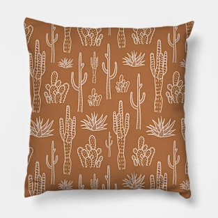 Boho Desert Western Cactus Pattern Burnt Orange Pillow