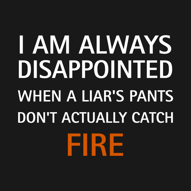 Discover I am always disappointed when a liar's pants don't actually catch fire, funny saying - Liar - T-Shirt