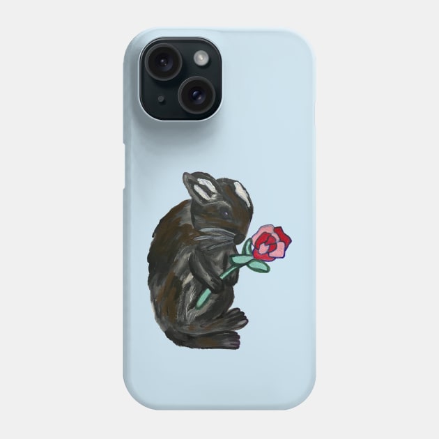 Black Rabbit with Rose Painting Phone Case by Anke Wonder 