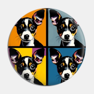 Pop Retro Rat Terrier Art - Cute Puppy Pin