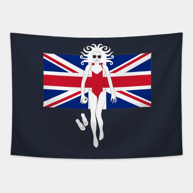 Union Jack Flag girl Tapestry by atomguy