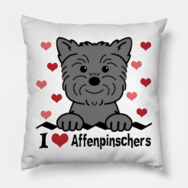 I Love Affenpinschers Pillow by AnitaValle