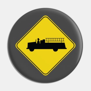 Caution Road Sign Fire Truck Pin