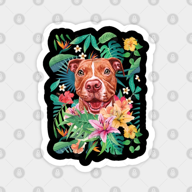 Tropical Red Pit Bull Pitbull 1 Magnet by LulululuPainting