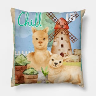 Alpaca and Farm Friend Pillow