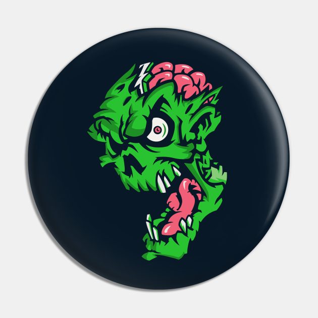 Gnarly Zombie Head - Zombie Head - Pin | TeePublic