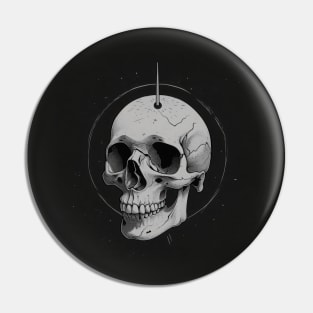 Monochrome Illustration of Skull Pin