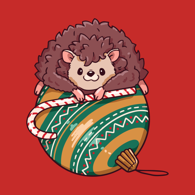 Cute Cartoon Christmas Hedgehog on an Ornament by SLAG_Creative